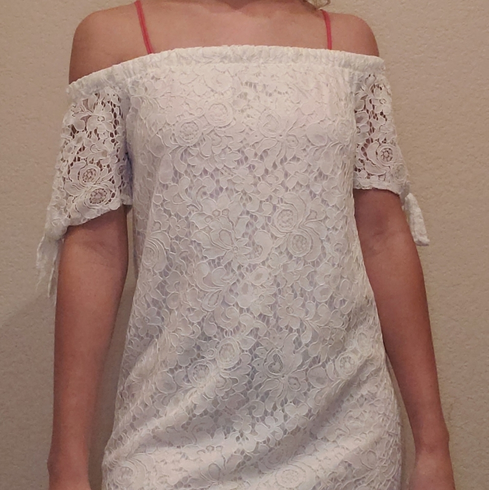 Mesh floral shift dress